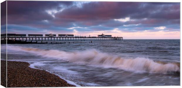 Pink sunset at Southwold #2 Canvas Print by Bill Allsopp