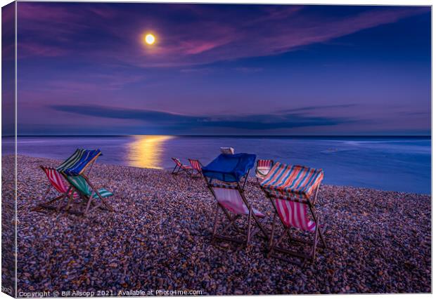 Deckchair moon. Canvas Print by Bill Allsopp