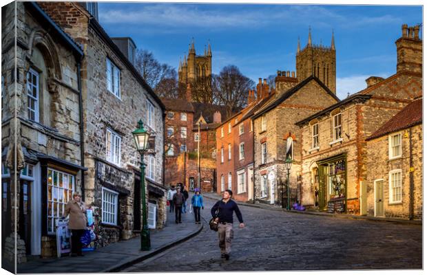 Steep Hill and the Cathedral. Canvas Print by Bill Allsopp