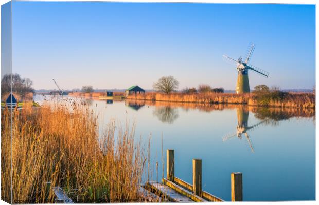 Morning twilight at Thurne Canvas Print by Bill Allsopp