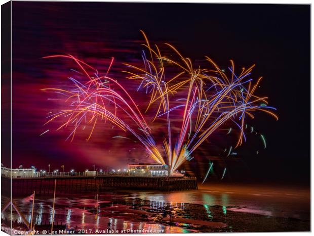 Worthing Pier Fireworks  Canvas Print by Lee Milner