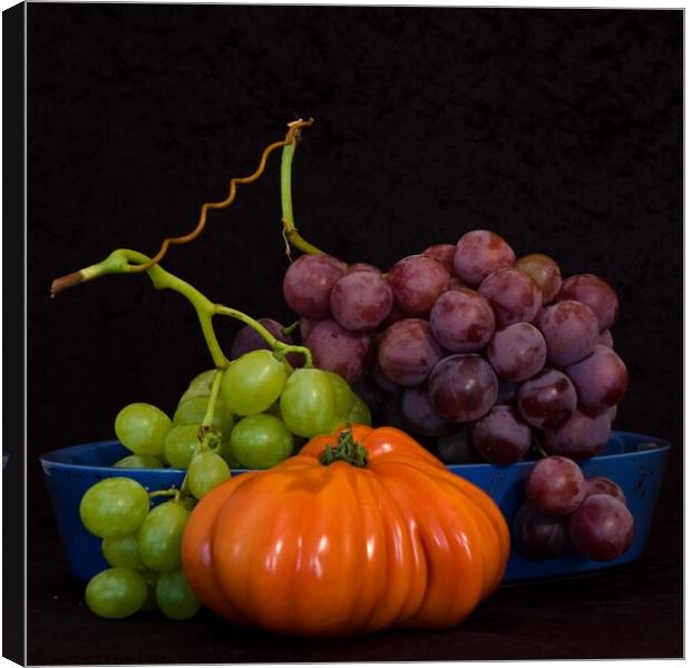 Grapes and Heirloom Tomato Canvas Print by Elf Evans