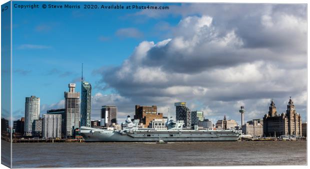 HMS Prince of Wales at Liverpool Canvas Print by Steve Morris