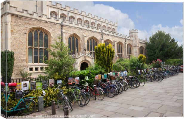 Great St. Marys Church bikes in Cambridge UK Canvas Print by Simon Bratt LRPS
