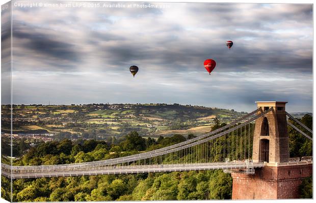  Hot Air Balloons over Clifton Suspension Bridge   Canvas Print by Simon Bratt LRPS