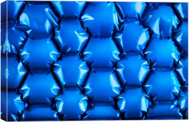 Hexagonal blue bubble textured background Canvas Print by Simon Bratt LRPS