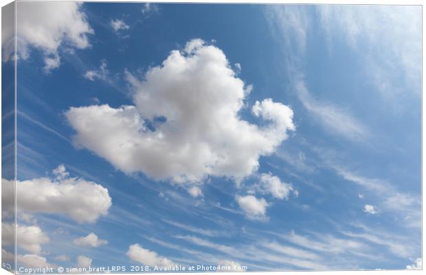 Beautiful white clouds and blue sky 0102 Canvas Print by Simon Bratt LRPS