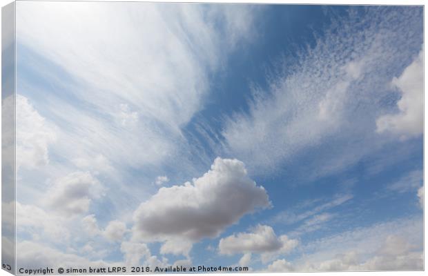 Beautiful white clouds and blue sky 0108 Canvas Print by Simon Bratt LRPS