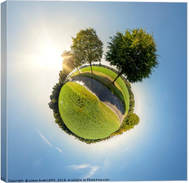 Mini planet design park and trees Canvas Print by Simon Bratt LRPS