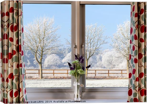 Window onto a winter snowy trees Canvas Print by Simon Bratt LRPS