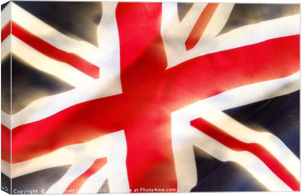 Union jack flag extract waving in the wind Canvas Print by Simon Bratt LRPS