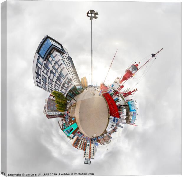 Ipswich University of Suffolk as a mini planet Canvas Print by Simon Bratt LRPS