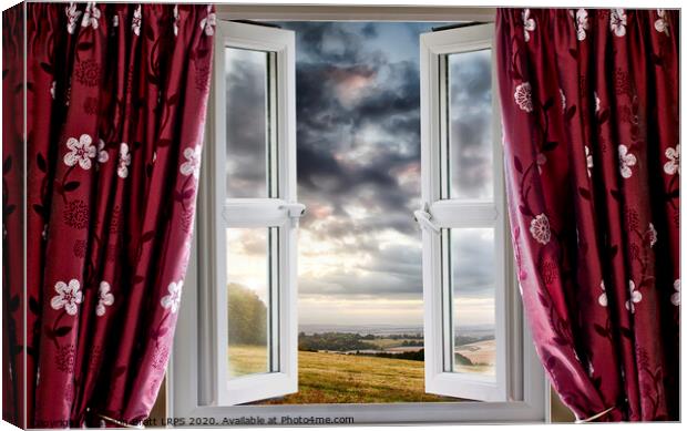 Open window onto landscape view Canvas Print by Simon Bratt LRPS