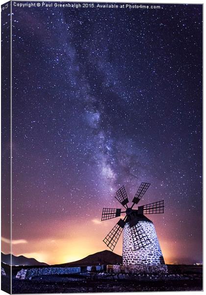 Milky Way WIndmill Canvas Print by Paul Greenhalgh