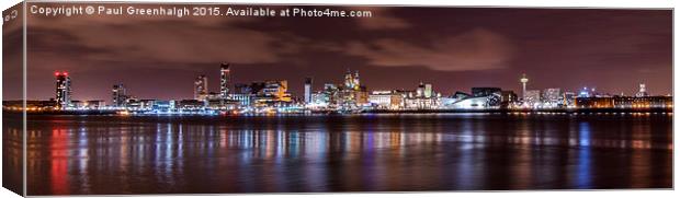   Liverpool night skyline Canvas Print by Paul Greenhalgh