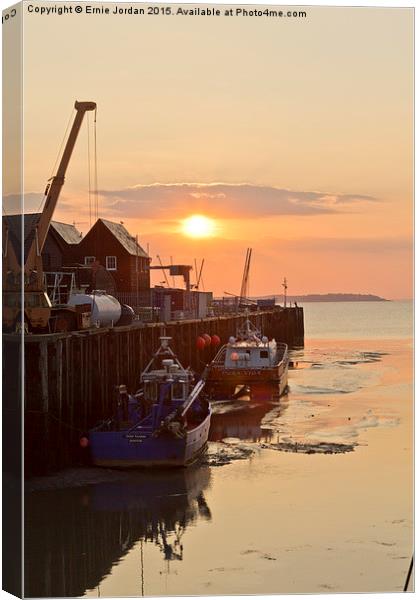  Sunset at Whitstable Harbour,Kent Canvas Print by Ernie Jordan