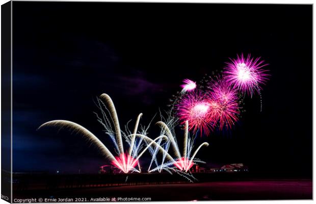 Blackpool International Fireworks competition 3 of Canvas Print by Ernie Jordan