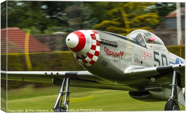 Mustang P51D "Marinell" full power take off Canvas Print by Max Stevens
