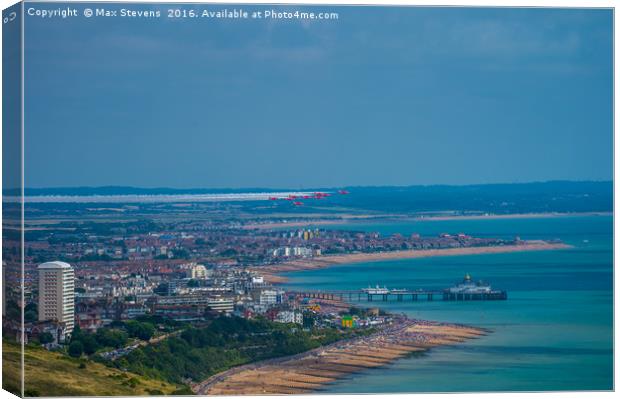 The Red Arrows open the Eastbourne Airshow Canvas Print by Max Stevens