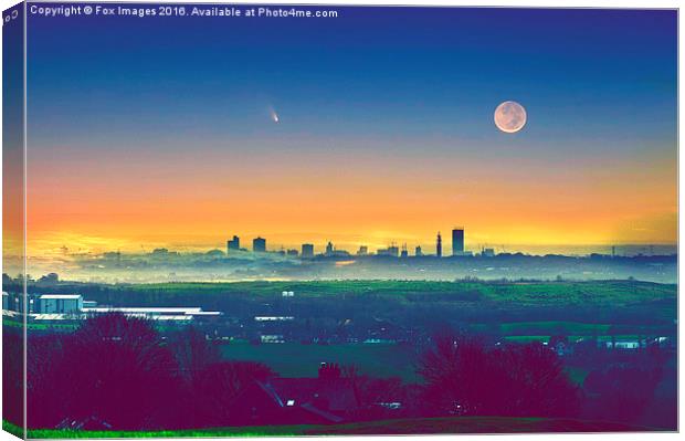  Moon over Manchester Canvas Print by Derrick Fox Lomax