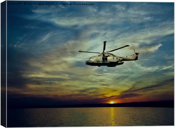 AW101 merlin helicopter over the sea  Canvas Print by Derrick Fox Lomax
