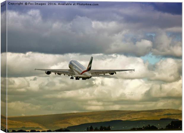 Airbus A380 Canvas Print by Derrick Fox Lomax