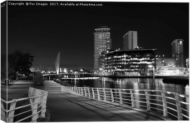  Manchester At Night Canvas Print by Derrick Fox Lomax