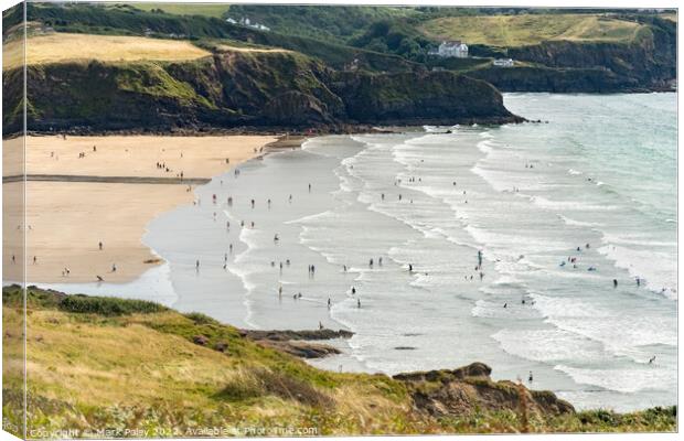 Summer Holidays on Broad Haven Beach, Pembrokeshir Canvas Print by Mark Poley