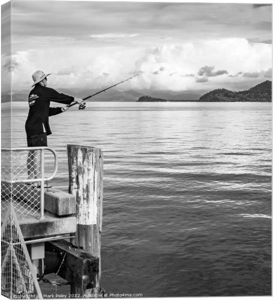 Fishing on the Palm Cove Jetty, Queensland, Australia Canvas Print by Mark Poley