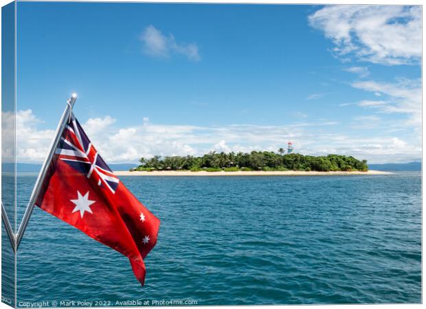 Australia Flag at Low Island, Great Barrier Reef  Canvas Print by Mark Poley