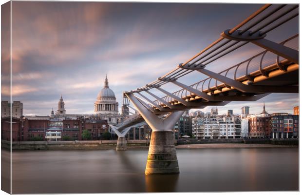 St Paul's Cathedral and the Millennium Bridge Canvas Print by Trevor Sherwin