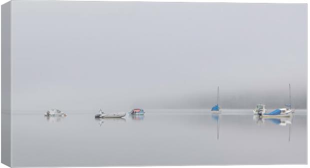 Misty boats Canvas Print by paul green