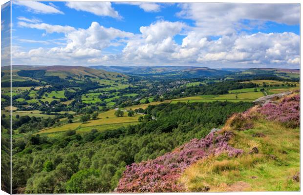Hope Valley view from Hathersage Moor - Owler Tor  Canvas Print by Chris Warham