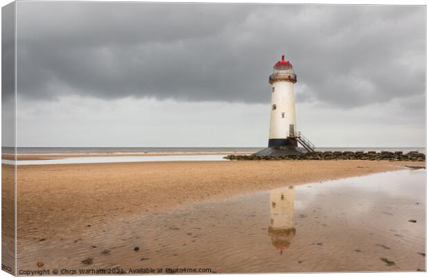Talacre lighthouse on the Pont of Ayr, Deeside Canvas Print by Chris Warham