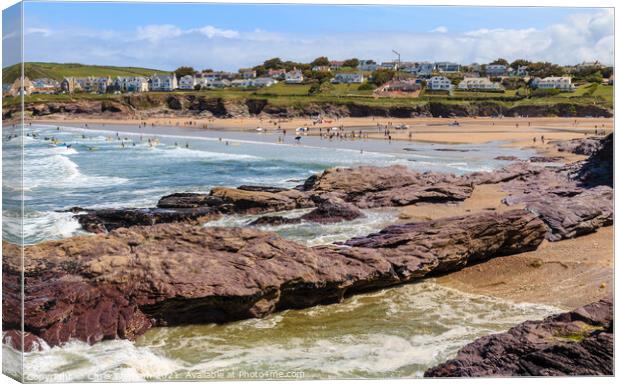 Polzeath Beach Canvas Print by Chris Warham