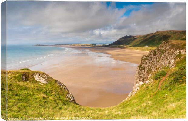 Rhossili Beach on the Gower peninsular in South Wales Canvas Print by Chris Warham