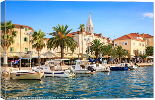 Supetar harbour  on the island of Brac in Croatia in afternoon s Canvas Print by Chris Warham