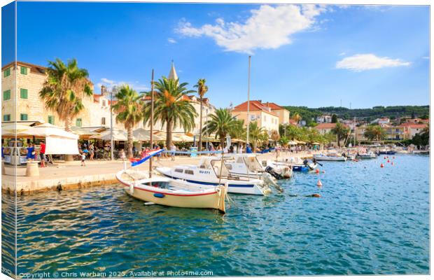 Supetar harbour  on the island of Brac in Croatia in afternoon s Canvas Print by Chris Warham