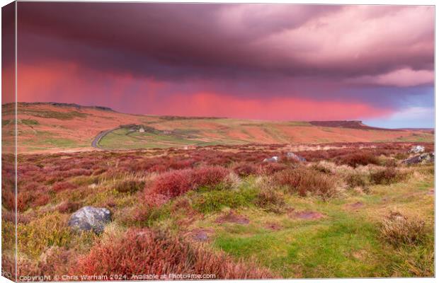 Hailstorm over Stamage Edge in the Peak District at sunset Canvas Print by Chris Warham