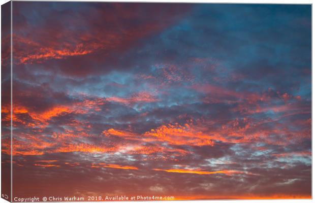 Fiery Cornwall evening sunset sky Canvas Print by Chris Warham
