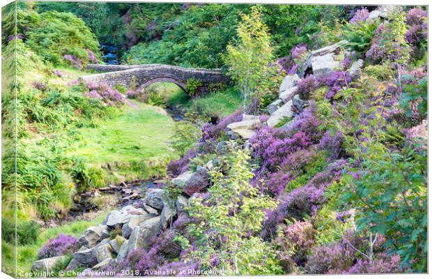 Goyt Valley packhorse bridge - Peak District Canvas Print by Chris Warham