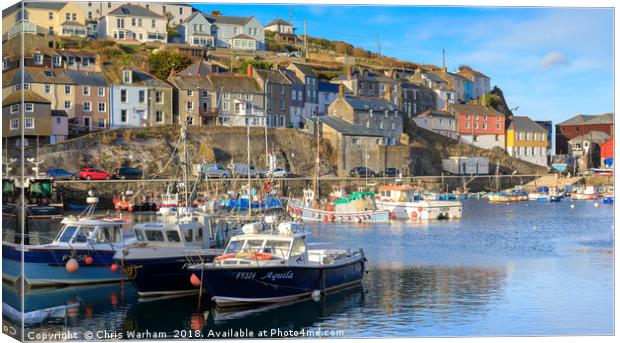 Evening in Mevagissey Harbour Canvas Print by Chris Warham