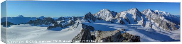 AIguille du Tour summit panorama  Canvas Print by Chris Warham