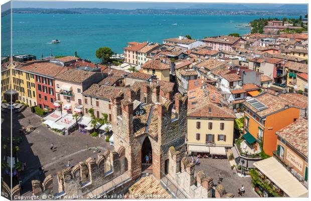Sirmione Town and Lake Garda, Italy Canvas Print by Chris Warham
