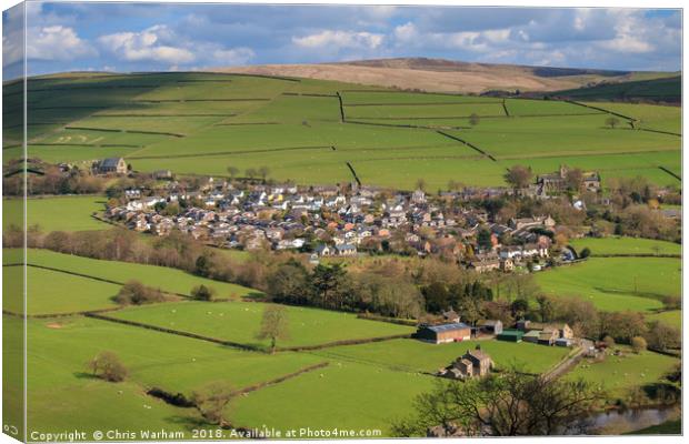 Rainow village on a spring day  Canvas Print by Chris Warham