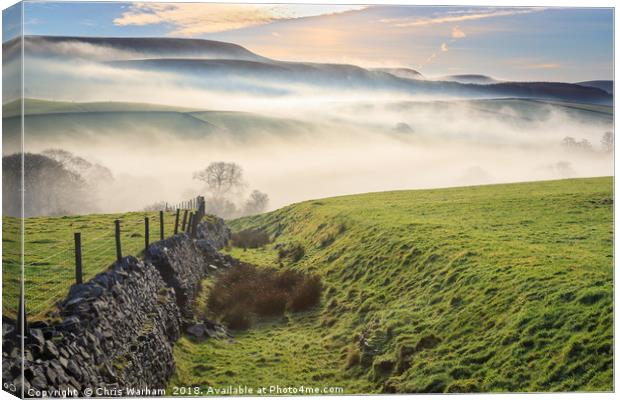 Derbyshire Peak District- MIsty morning Canvas Print by Chris Warham