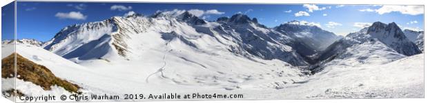 Mont Blanc panorama - Chamonix valley Canvas Print by Chris Warham