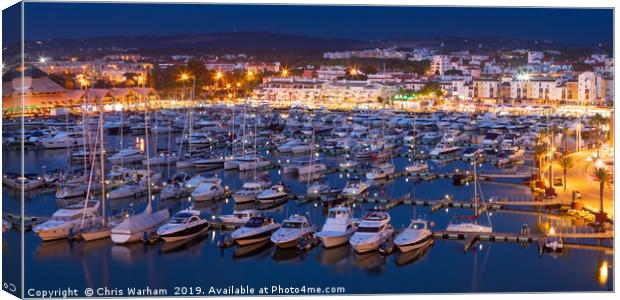 Vilamoura Algarve Marina - blue hour Canvas Print by Chris Warham