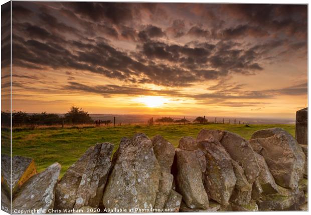 Sunset over the wall - Cheshire  Canvas Print by Chris Warham