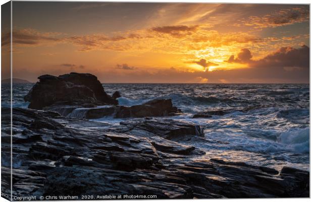 Godrevy sunset - Cornwall Canvas Print by Chris Warham